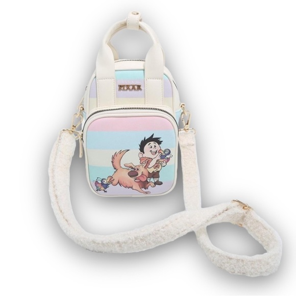 DISNEY Pixar Up Group Portrait Striped Crossbody Bag - Picture 1 of 4
